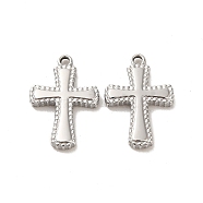 304 Stainless Steel Pendants, Cross Charms, Stainless Steel Color, 18.5x12.5x2.3mm, Hole: 1.4mm(STAS-L025-004P)