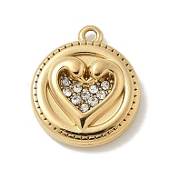 304 Stainless Steel Rhinestone Pendants, Heart, Golden, 16.5x14x4mm, Hole: 1.2mm(STAS-I322-54G)