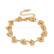 304 Stainless Steel Knot Link Chain Bracelet for Men Women, Golden, 7 inch(17.8cm)(BJEW-E020-01G)