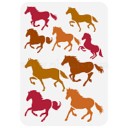 Plastic Drawing Painting Stencils Templates, for Painting on Scrapbook Fabric Tiles Floor Furniture Wood, Rectangle, Horse, 29.7x21cm(DIY-WH0396-639)