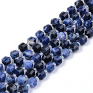 Natural Sodalite Beads Strands, Round, Faceted, 7~8x8mm, Hole: 1.2mm, about 38~40pcs/strand, 15.16inch(38.5cm)(G-R482-21B-8MM)