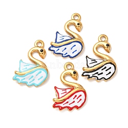 304 Stainless Steel Enamel Pendants, Swan Charms, Golden, Mixed Color, 25x18x4mm, Hole: 2mm(SA-K001-01G)