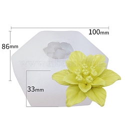 Food Grade Three Trust Flower DIY Candle Silicone Molds, for Candle Making, White, 10x8.6x3.3cm(PW-WG38162-14)