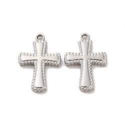 Non-Tarnish 304 Stainless Steel Pendants, Cross Charms, Stainless Steel Color, 18.5x12.5x2.3mm, Hole: 1.4mm(STAS-L025-004P)