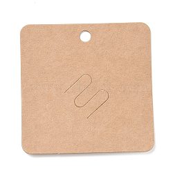 Blank Kraft Paper Broochs Display Cards, Square, BurlyWood, 7x7x0.05cm, Hole: 6mm(CDIS-G005-08)