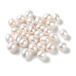 Natural Cultured Freshwater Pearl Beads, Half Drilled, Rice, WhiteSmoke, 10~13x9.5~10.5mm, Hole: 0.9mm(PEAR-E020-18)