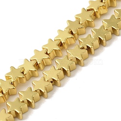 Electroplated Synthetic Non-magnetic Hematite Beads Strands, Star, Golden Plated, 4x4.5x2~2.5mm, Hole: 0.7mm, about 107pcs/strand, 15.75''(40cm)(G-I364-A01-G)