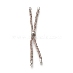 Nylon Twisted Cord Bracelet, with Brass Cord End, for Slider Bracelet Making, Tan, 9 inch(22.8cm), Hole: 2.8mm, Single Chain Length: about 11.4cm(MAK-M025-129A)