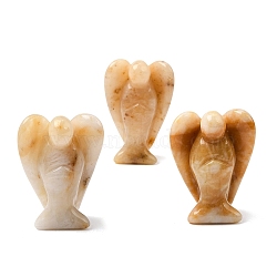 Natural Topaz Jade Angel Figurine, Feng Shui Energy Stone Gift for Home Office Desktop Decoration, 39~41x26~30x14~15mm(DJEW-N006-01A-08)