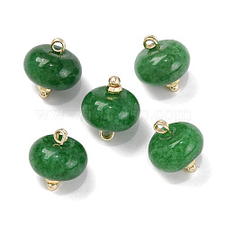 Natural White Jade Dyed Saucer Charms with Rack Plating Golden Tone Brass Bails, Sea Green, 12x10mm, Hole: 1.5~1.6mm(KK-B103-17B-04)