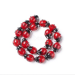 Handmade Lampwork Beads Strands with Bubble bag, Ladybug, Red, 12~14x9~10x5~6mm, Hole: 1~2mm, about 20pcs/Strand(LAMP-YW0001-01)