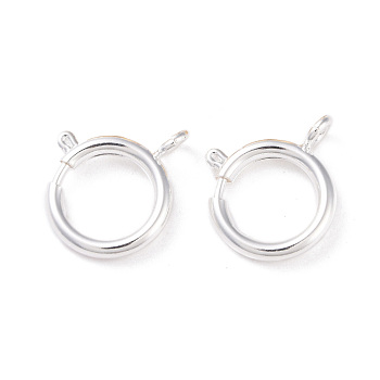 Eco-friendly Brass Spring Ring Clasps, Cadmium Free & Lead Free, Long-Lasting Plated, 925 Sterling Silver Plated, 11.4x16x2.5mm, Hole: 2.6mm, Inner Diameter: 11mm