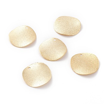 Brass Charms, Flat Round, Real 24K Gold Plated, 20x20x1mm, Hole: 1.4mm