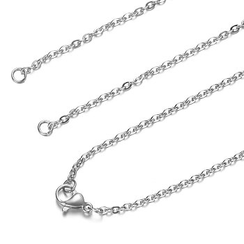 304 Stainless Steel Cable Chain Necklace Making, with Lobster Claw Clasps, Stainless Steel Color, 28.1 inch~28.3 inch(71.5~72cm), 1.5mm, Hole: 2.5mm