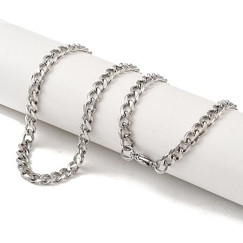 201 Stainless Steel Curb Chain Necklaces for Men, Stainless Steel Color, 24.29 inch(61.7cm)