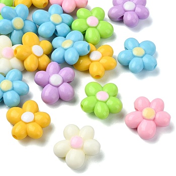 Opaque Acrylic Beads, Flower, Mixed Color, 21x19.5x8mm, Hole: 2mm, 20pcs.