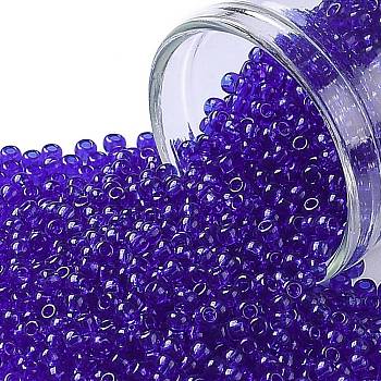 TOHO Round Seed Beads, Japanese Seed Beads, (8) Transparent Cobalt, 11/0, 2.2mm, Hole: 0.8mm, about 5555pcs/50g