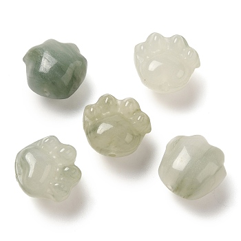 Natural Jade Carved Beads, Cat Paw Print, 13.5x14x9mm, Hole: 1.2mm