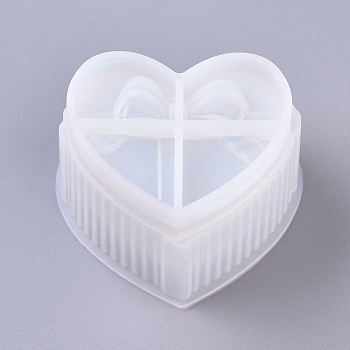 Storage Box Silicone Molds, Resin Casting Molds, For UV Resin, Epoxy Resin Jewelry Making, Heart, White, 83x96x59mm, Inner Diameter: 49x69.5mm
