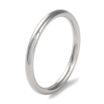 304 Stainless Steel Simple Plain Band Finger Ring for Women Men, Stainless Steel Color, 1.7mm, Inner Diameter: 16mm