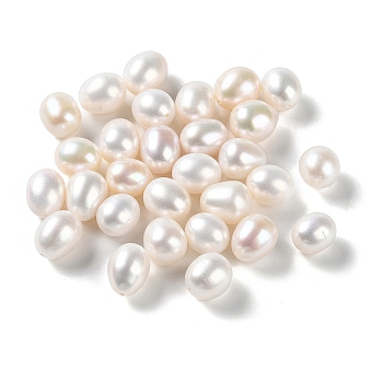 Natural Cultured Freshwater Pearl Beads, Half Drilled, Rice, WhiteSmoke, 10~13x9.5~10.5mm, Hole: 0.9mm