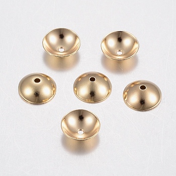 304 Stainless Steel Bead Caps, Apetalous, Golden, 6x2mm, Hole: 0.8mm