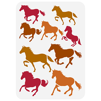 Plastic Drawing Painting Stencils Templates, for Painting on Scrapbook Fabric Tiles Floor Furniture Wood, Rectangle, Horse, 29.7x21cm
