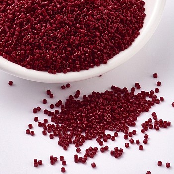 MIYUKI Delica Beads, Cylinder, Japanese Seed Beads, 11/0, (DB0791) Dyed Semi-Frosted Opaque Bright Red, 1.3x1.6mm, Hole: 0.8mm, about 2000pcs/10g