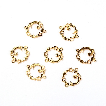 Alloy Open Back Bezel Links Connectors, For DIY UV Resin, Epoxy Resin, Pressed Flower Jewelry, Star & Moon & Heart, Golden, 29.5x24.5x2mm, Hole: 2mm