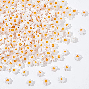 3 Strands Handmade Millefiori Glass Bead Strands, Flower, Orange, 3.7~5.6x2.6mm, Hole: 1mm, about 88~110pcs/Strand, 15.75''(40cm)