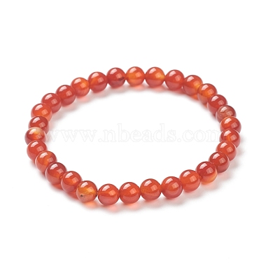 Bracelets rouges naturels stretch agate perles(BJEW-A117-B-26)-2