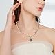 collier pendentif lampwork arbre de noël avec des chaînes de fleurs de graines de verre pour les femmes(NJEW-TA00070)-7