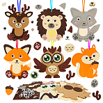 Autumn Animal DIY Craft Sets for Children, Creative Wool Crafts with Foam Rubber Stickers, Mixed Color, 140~73x126~167x2mm(FIND-WH20019-114)