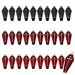 30Pcs 3 Colors Halloween Theme Alloy Enamel Pendants, Coffin with Cross, Mixed Color, 25.5x11x1.5mm, 10pcs/color(ENAM-SZ0002-71)