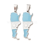 304 Stainless Steel & Enamel Pendants, Map Charms, Stainless Steel Color, 33x11.5x1.5mm, Hole: 6.5x3mm(SA-CBA6ECE-01A-P)