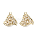Brass Micro Pave Clear Cubic Zirconia Pendants, Triangle Charms, Real 18K Gold Plated, 17.5x16.5x4mm, Hole: 1.6mm(KK-C259-02G)