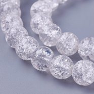 Crackle Glass Bead Strands, Round, Clear, 8mm, Hole: 1mm, about 47~48pcs/strand, 14.56 inch~15.15 inch(37~38.5cm)(CCG-E002-8mm-07)