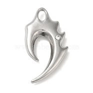 Alloy Pendant, with Rhinestones, Platinum, 42.5x22.5x6mm, Hole: 6x3.5mm(FIND-A042-08P)