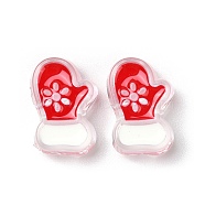 Christmas Decorations Theme Opaque Acrylic Bead with Enamel, Red, Gloves, 22x15x9mm, Hole: 3.5mm(OACR-Z021-01G)