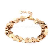 Brass Flat Round Charm Bracelets, with 304 Stainless Steel Lobster Claw Clasps, Golden, 7-1/2 inch(19cm)(BJEW-JB05725-02)