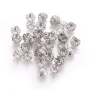 5-Petal 304 Stainless Steel Bead Caps, Stainless Steel Color, 8x4mm, Hole: 1mm(X-STAS-M212-03B)