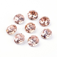 Pointed Back & Back Plated K9 Glass Rhinestone Cabochons, Grade A, Faceted, Flat Round, Juicy Peach, 8x4.5mm(RGLA-J012-8mm-103)