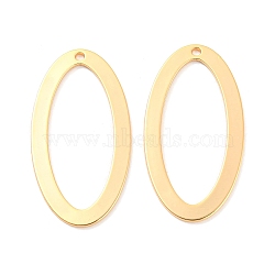 Rack Plating Brass Pendants, Oval Charm, Real 18K Gold Plated, 32.5x17x1mm, Hole: 1.4mm(KK-M261-33A-G)