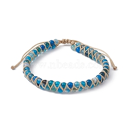 Natural Crackle Agate Round Braided Bead Bracelets, Nylon Thread Adjustable Bracelet, Inner Diameter: 2-5/8~4-1/8 inch(6.6~10.6cm)(BJEW-JB09840-03)