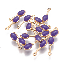 Ion Plating(IP) 304 Stainless Steel Enamel Charms, Teardrop, Golden, Indigo, 13.5x4x3mm, Hole: 1mm(STAS-F224-05C)