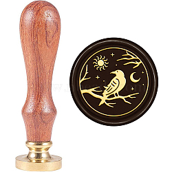 Brass Wax Seal Stamp with Handle, for DIY Scrapbooking, Raven Pattern, 89x30mm(AJEW-WH0184-1128)