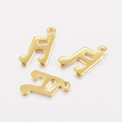 201 Stainless Steel Charms, Musical Note, Real 24K Gold Plated, 12x7.5x1mm, Hole: 1mm(STAS-F162-22G)
