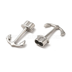 304 Stainless Steel Hook Clasps, For Leather Cord Bracelets Making, Anchor, Stainless Steel Color, 33x22x7mm, Hole: 4mm(STAS-F281-07P)