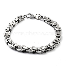 304 Stainless Steel Byzantine Chain Bracelet for Men Women, Stainless Steel Color, 8-3/4 inch(22.3cm)(BJEW-Z023-13P)