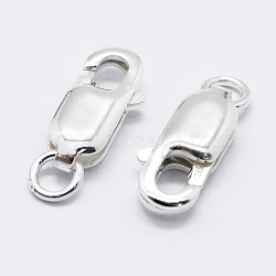 925 Sterling Silver Lobster Claw Clasps, with 925 Stamp, Silver, 17mm, Hole: 2.5mm(X-STER-K167-075E-S)